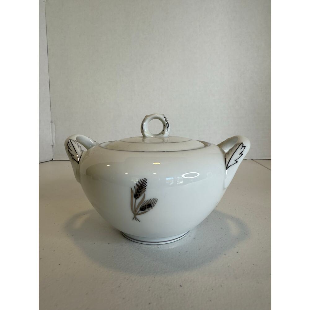 Vintage Creamer Silver Wheat Fukagawa Arita 928 Japan Porcelain MCM 8oz Fancy - Picture 5 of 7